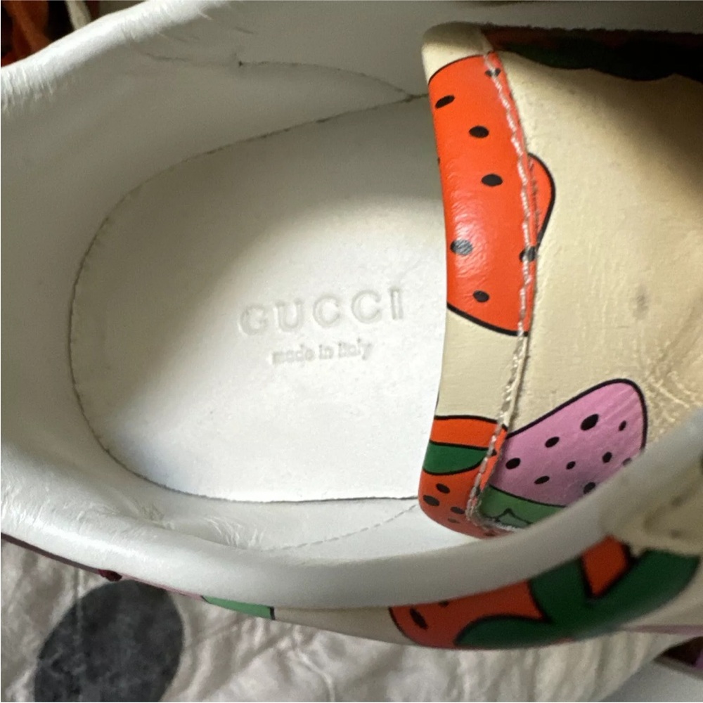 Gucci Ace Strawberry Leather Sneakers Size 36.5 - Picture 4 of 7